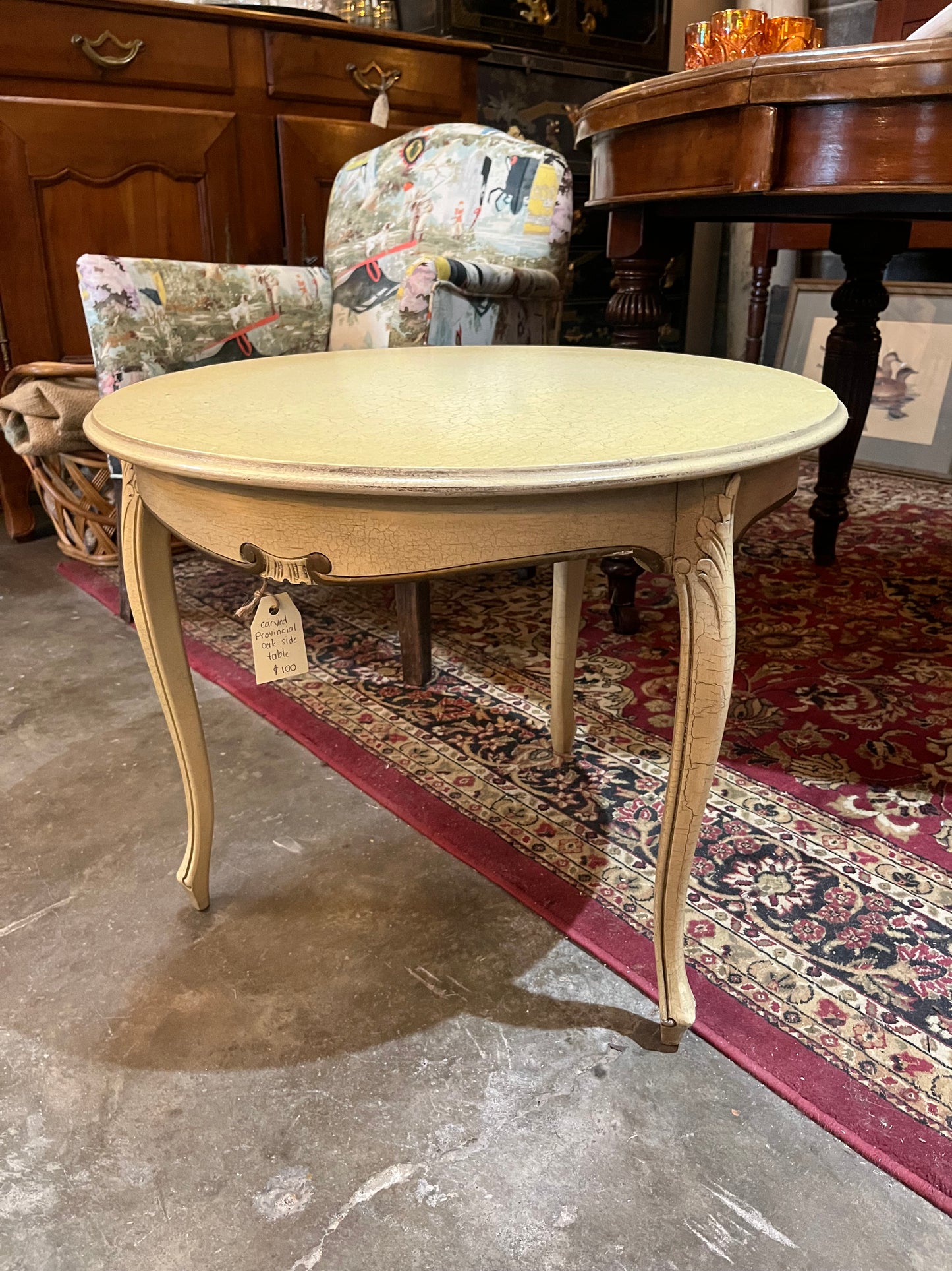 Carved Provincial Oak Side Table