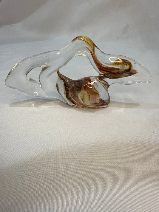 CSA Murano Amber & Brown Swirl Glass Swung Vase