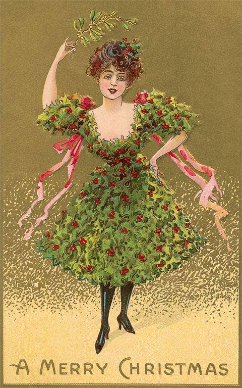 MC-693 Woman Wearing Christmas Tree Greeting Card