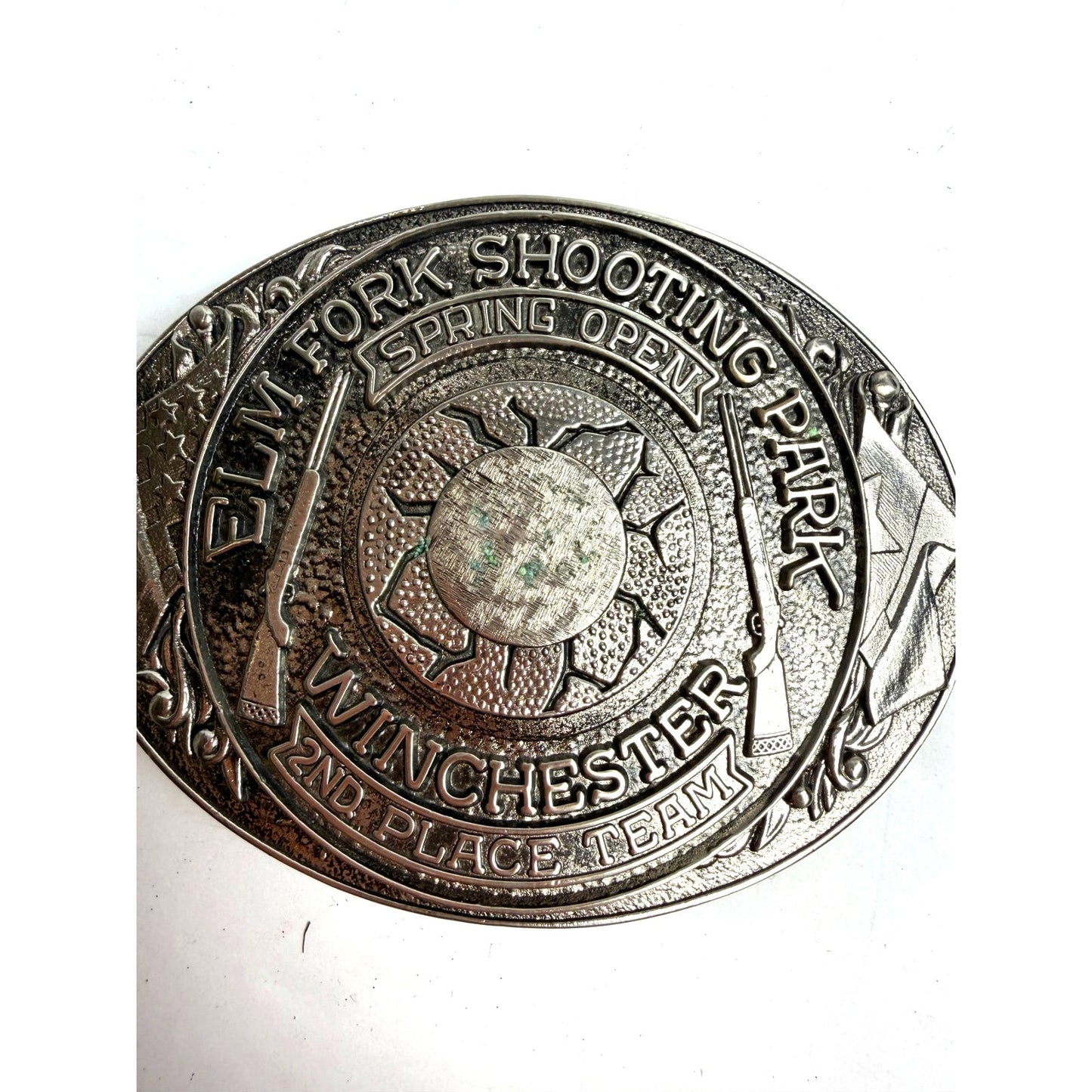 Vintage Fork Shooting Park Spring Open 2nd Place Engraved Belt Buckle