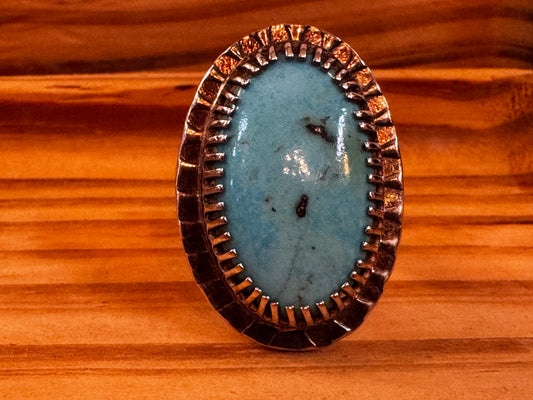 Kingman Turquoise Sterling Ring, 14k