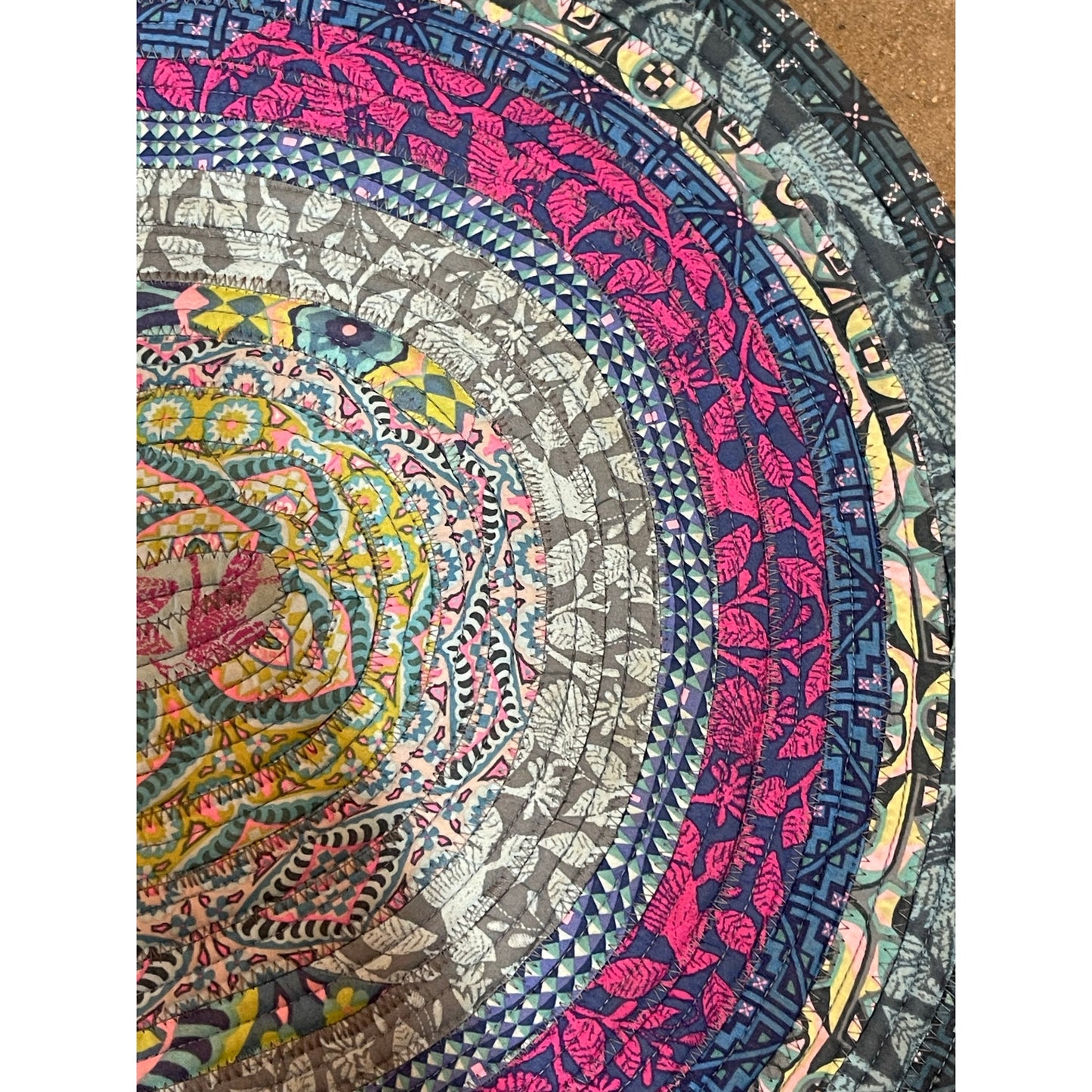 Handmade boho cottage scrap cotton Jelly Roll Accent Floor Rug
