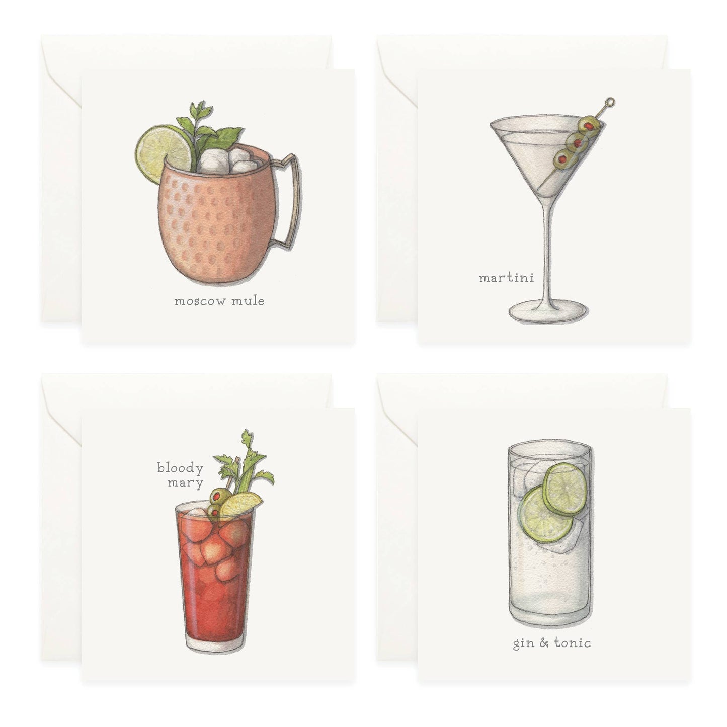 Mini Cards Set / Cocktails . 02 Gin & Vodka