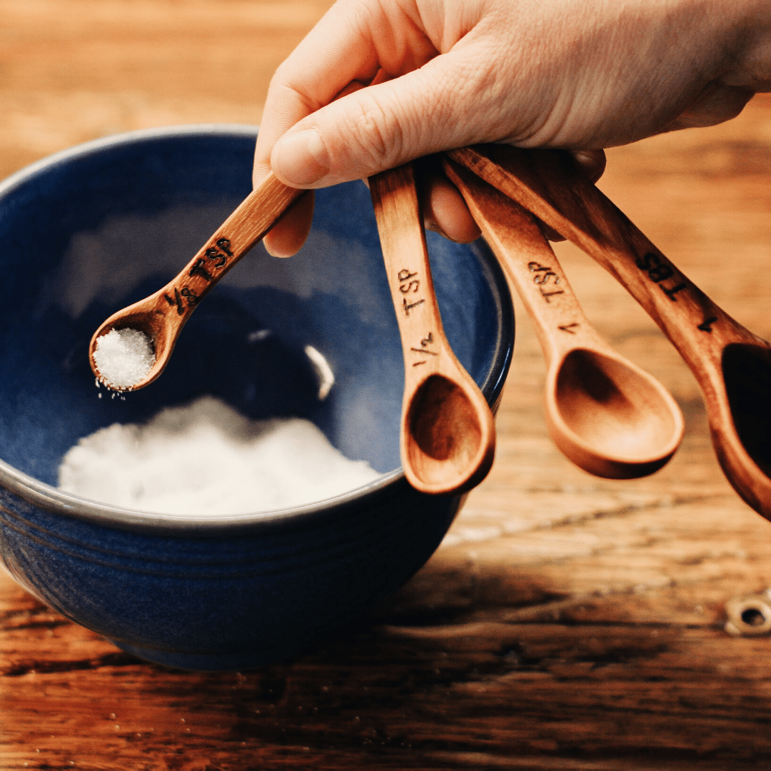Hand Carved Wood Measuring Spoon Set: Coffeewood