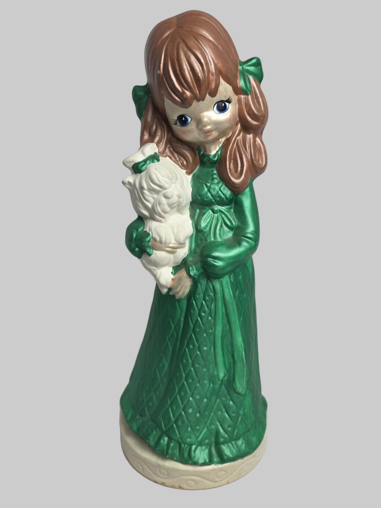 Vtg. Girl Statue Green