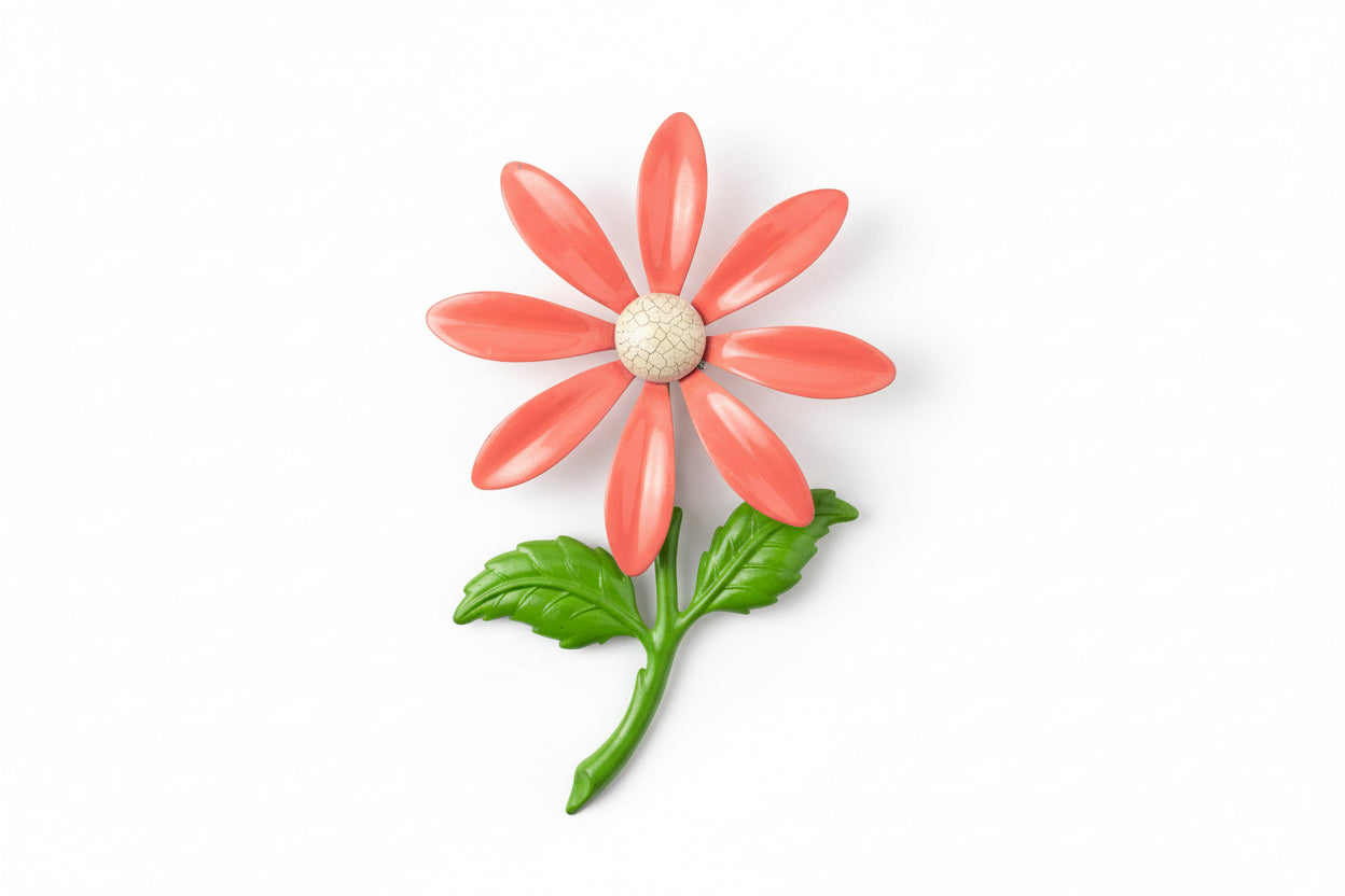 Enamel Flower Brooch