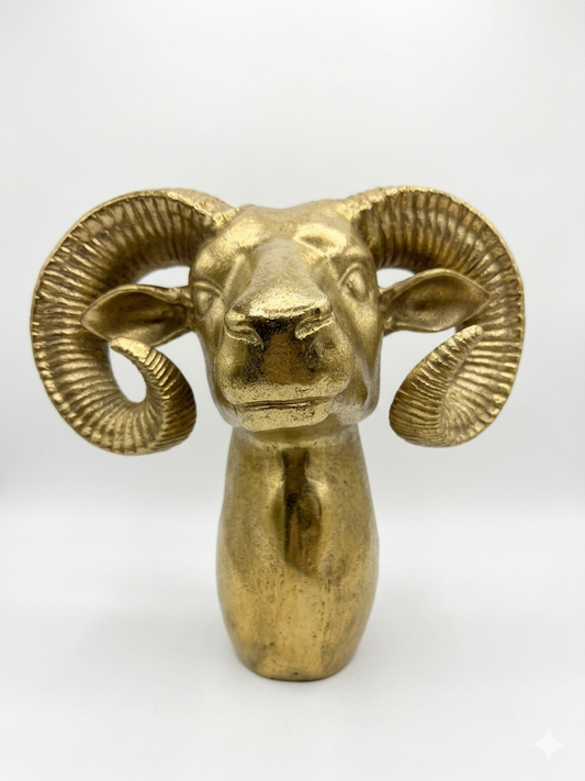 Vintage 11” Brass Ram Head - Sarreid Style csbh
