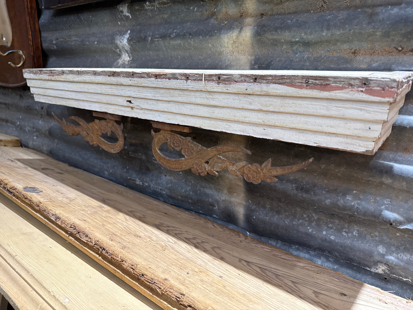 Salvage Wood Shell w/ Iron Brackets