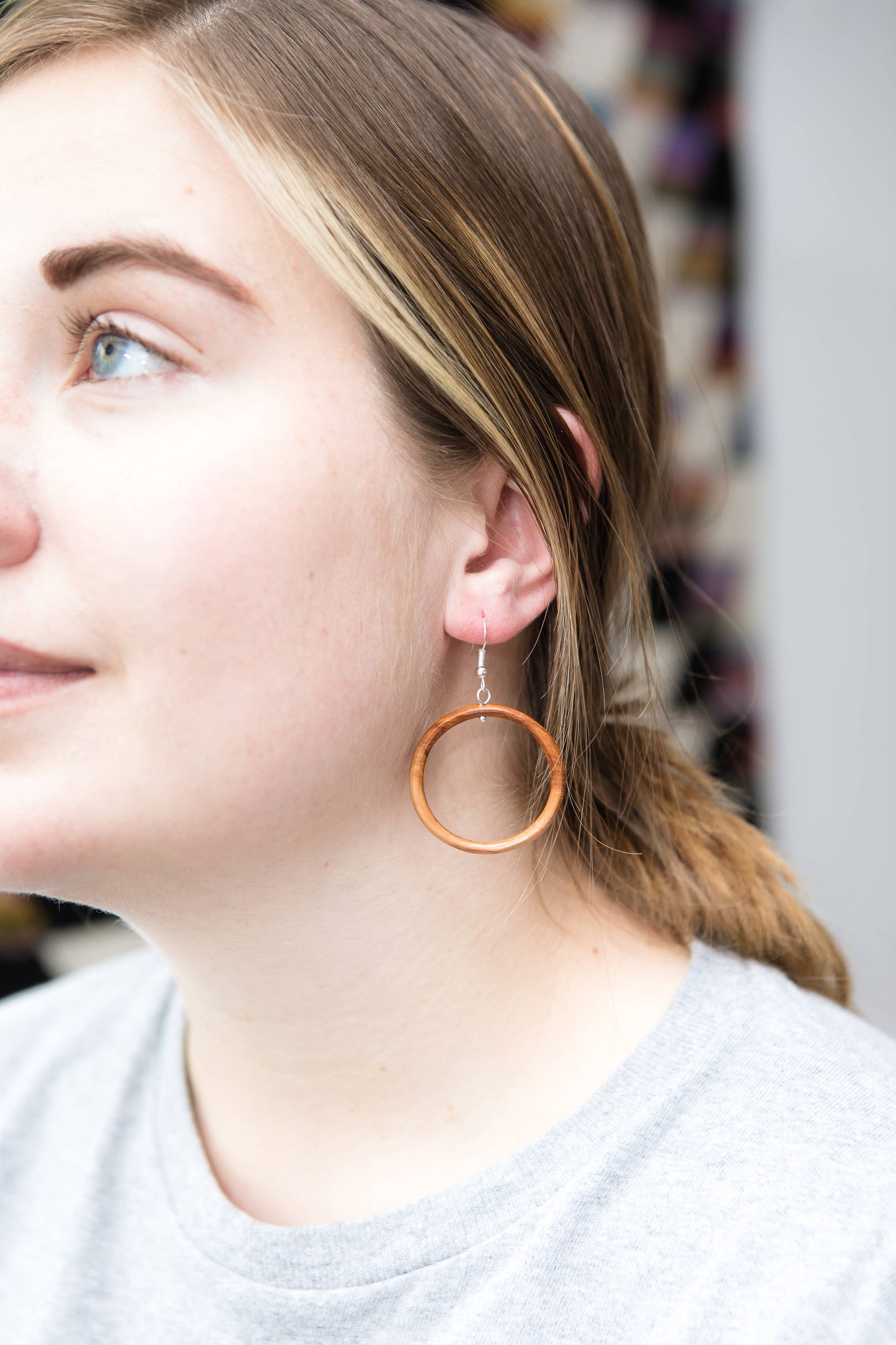 Wood Hoop Earrings