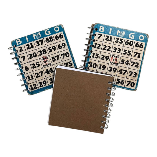 Upcycled Vintage Blue Bingo Card Journal - 5x5"