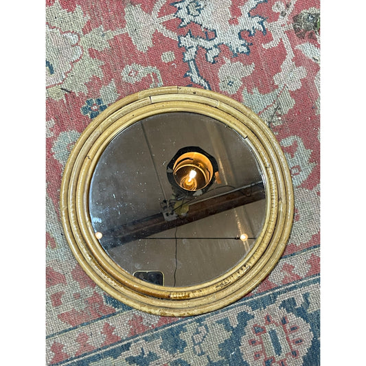 Vintage Boho Hippie Coastal Small Round Rattan 12.5" Mirror