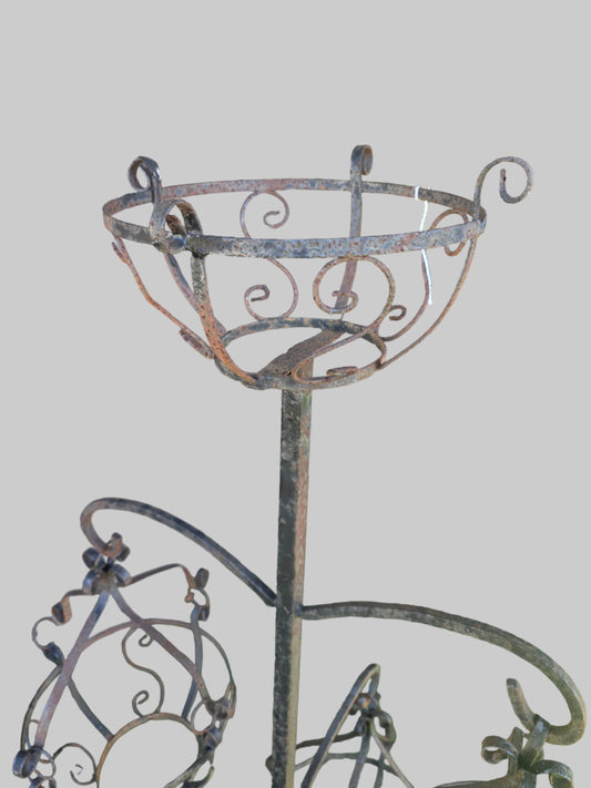 Vintage cast iron hanging Basket plant Stand