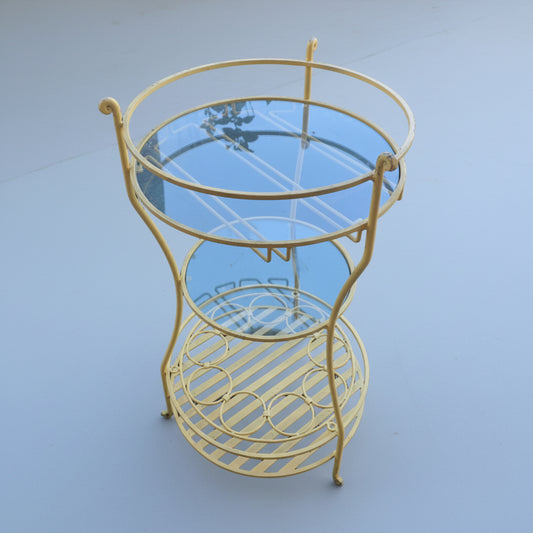 Vtg. Yellow Glass and Metal Bar