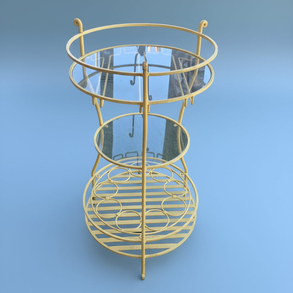 Vtg. Yellow Glass and Metal Bar