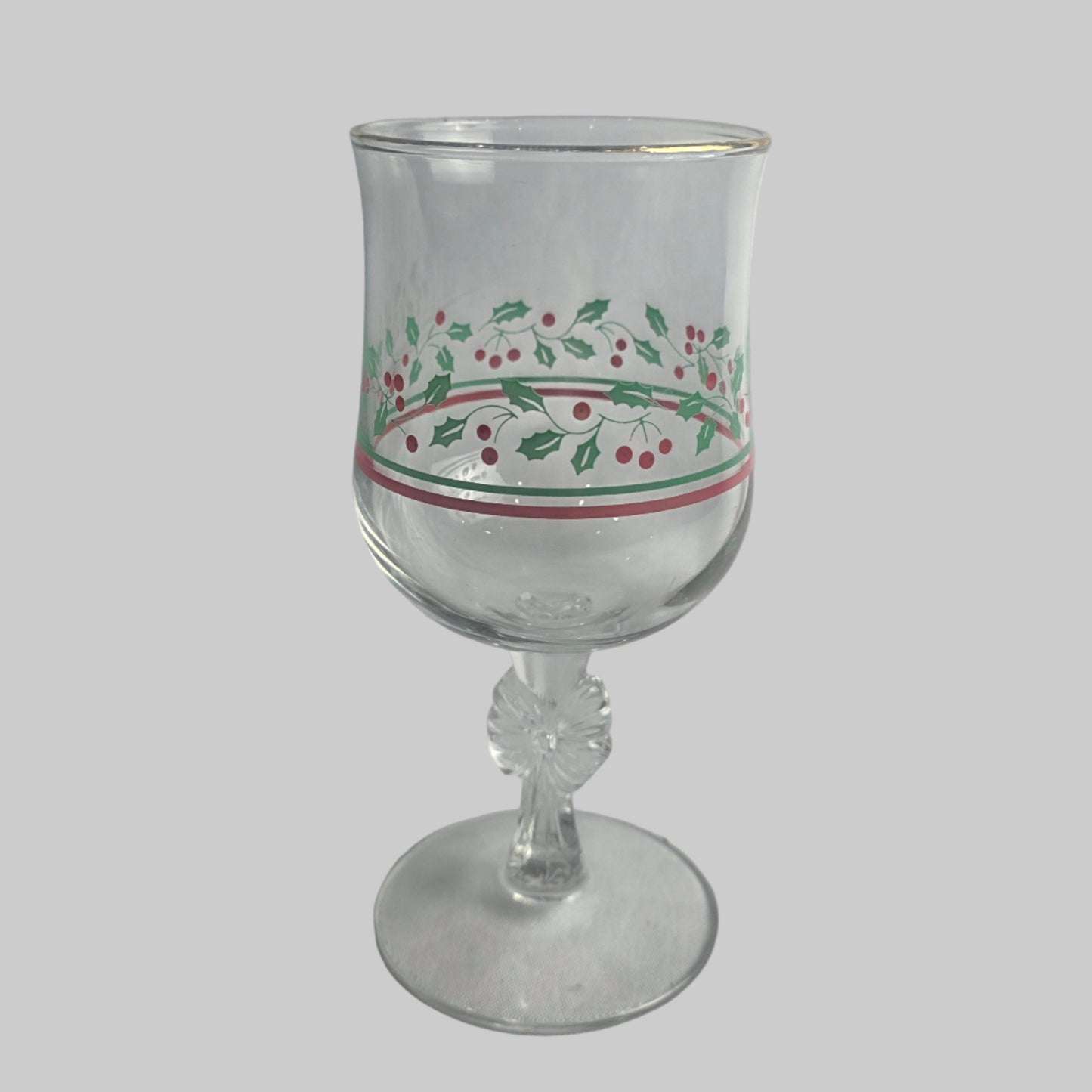 Vtg. Holiday Wine Glass