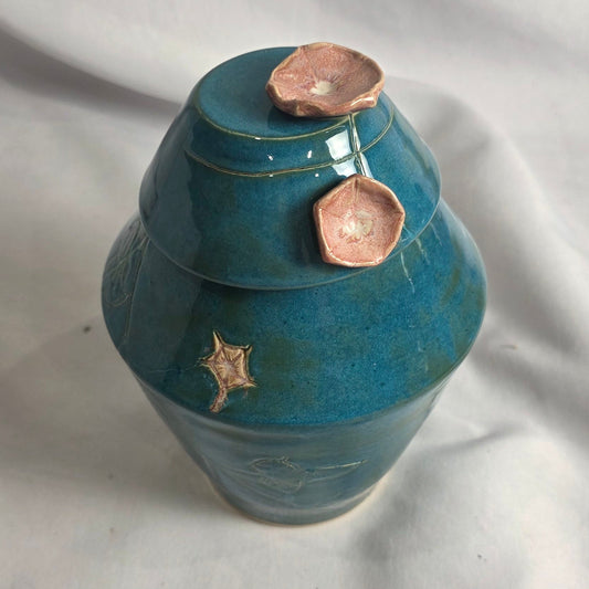 Teal Flower Jar - CSMJ