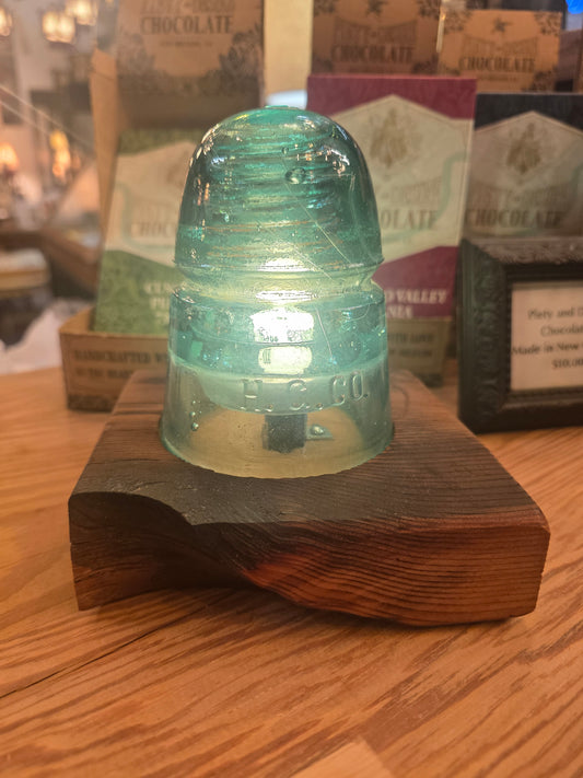 Vtg. Teal Insulator Lamp