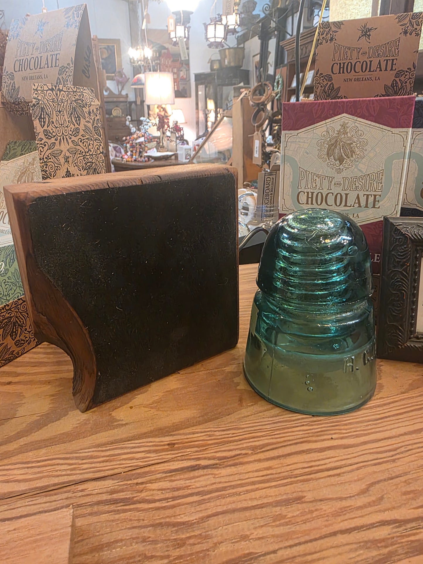 Vtg. Teal Insulator Lamp