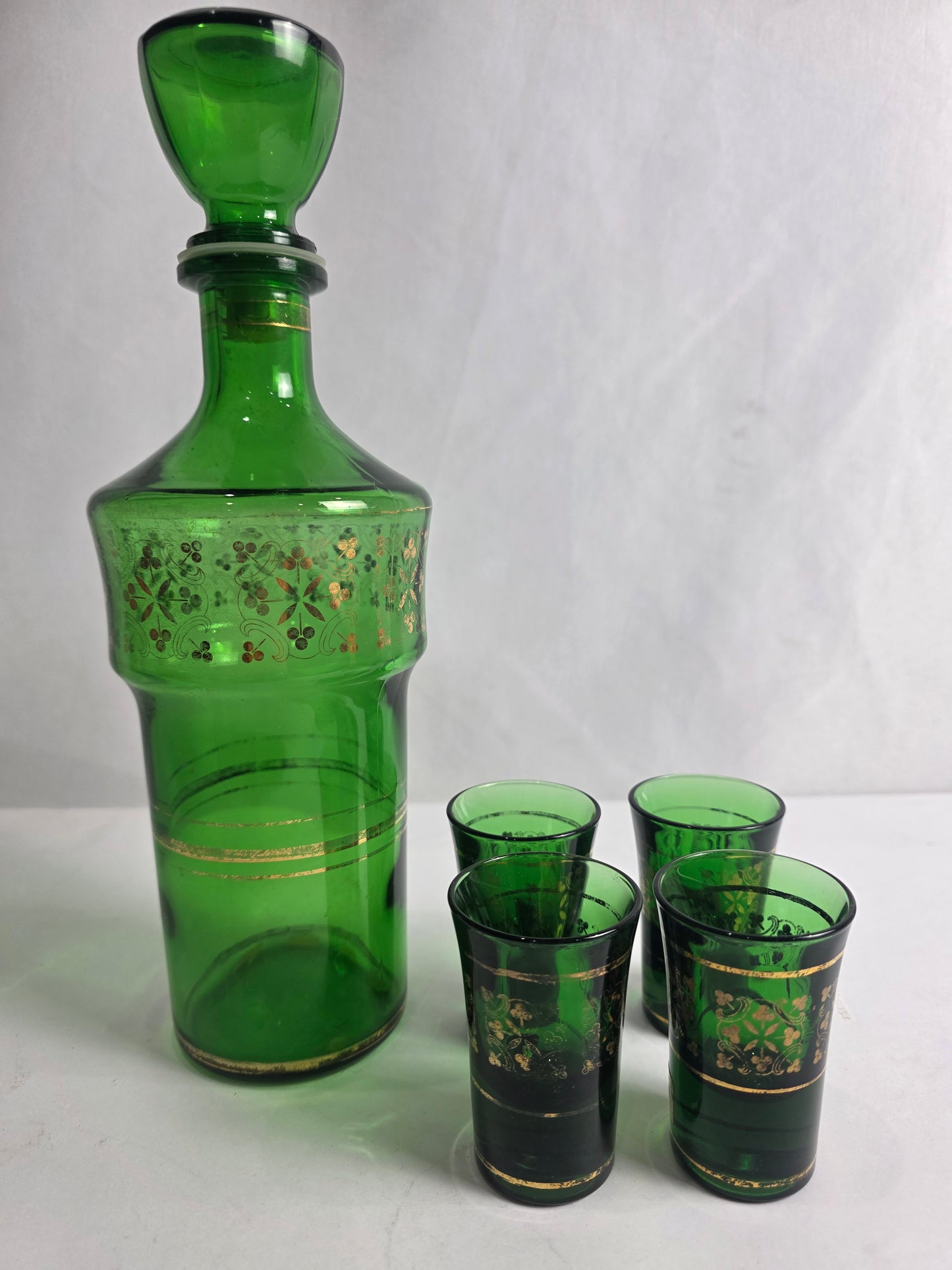Vtg. Italian Green Barware Set