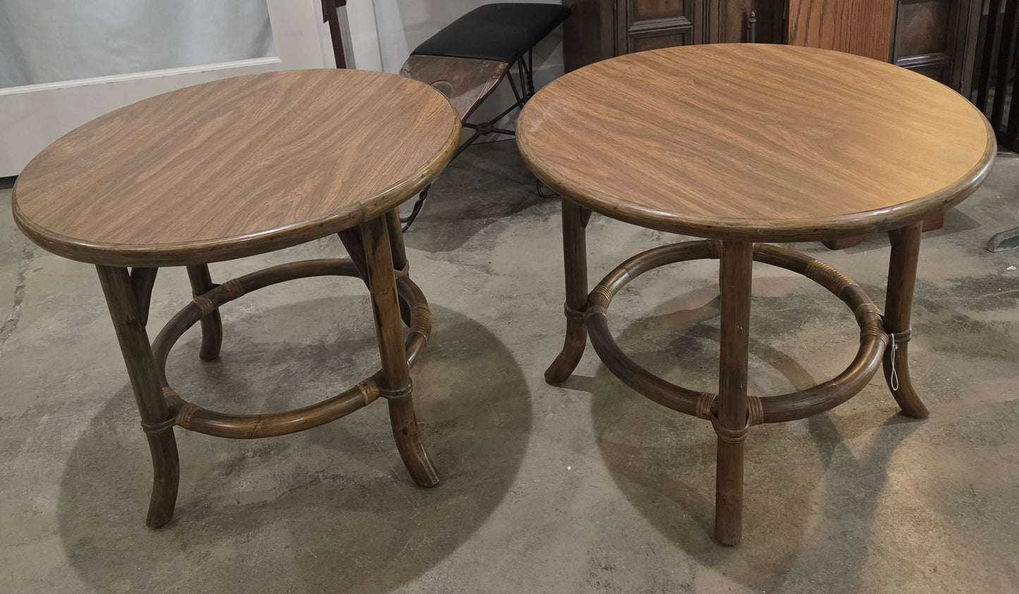 Pair of Vtg. Rattan Side Tables