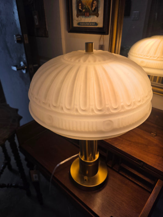 Bargeboard Original Brass Lamp with Art Deco Shade