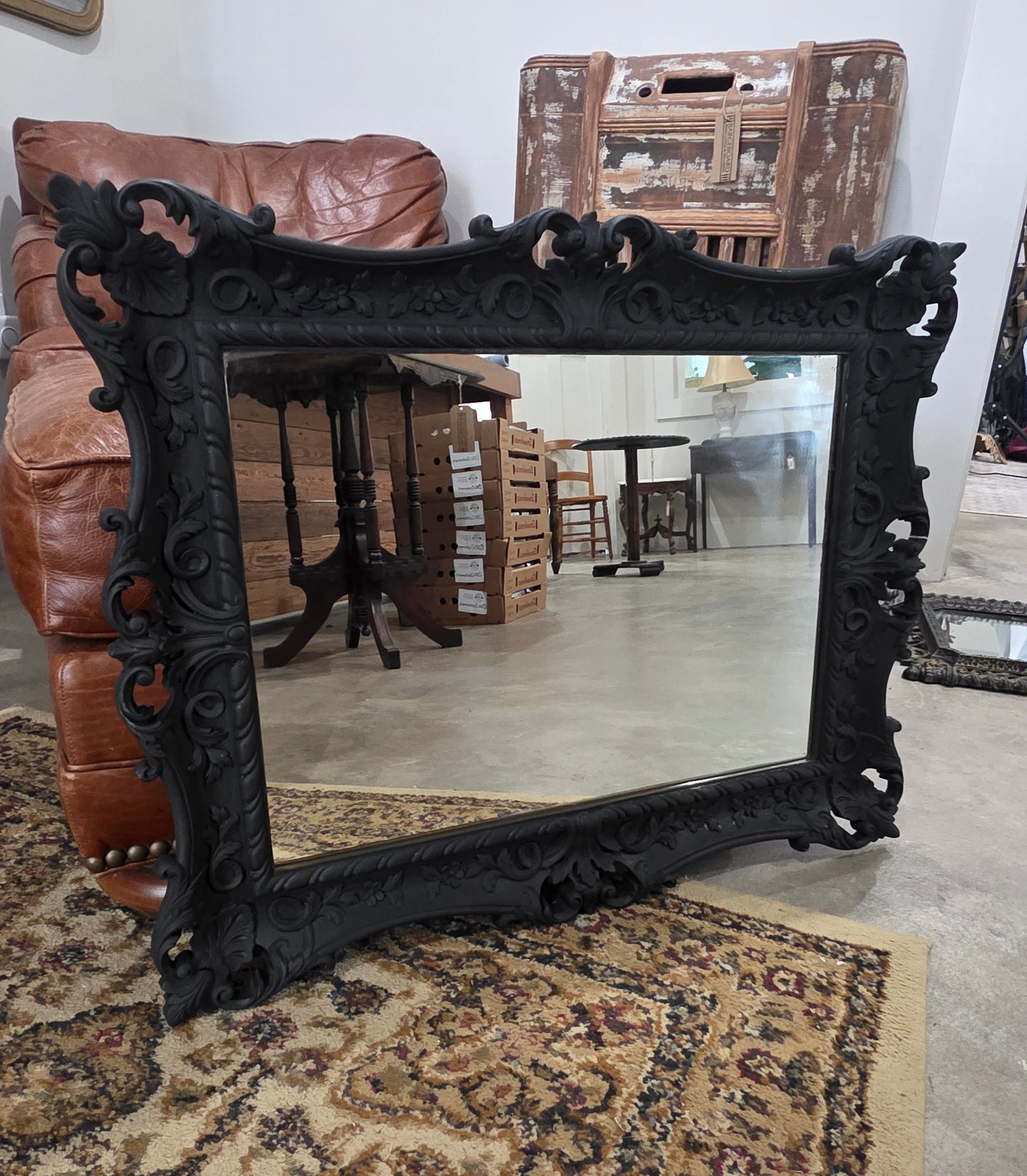 Vtg. 70s Baroque-Style Black Mirror