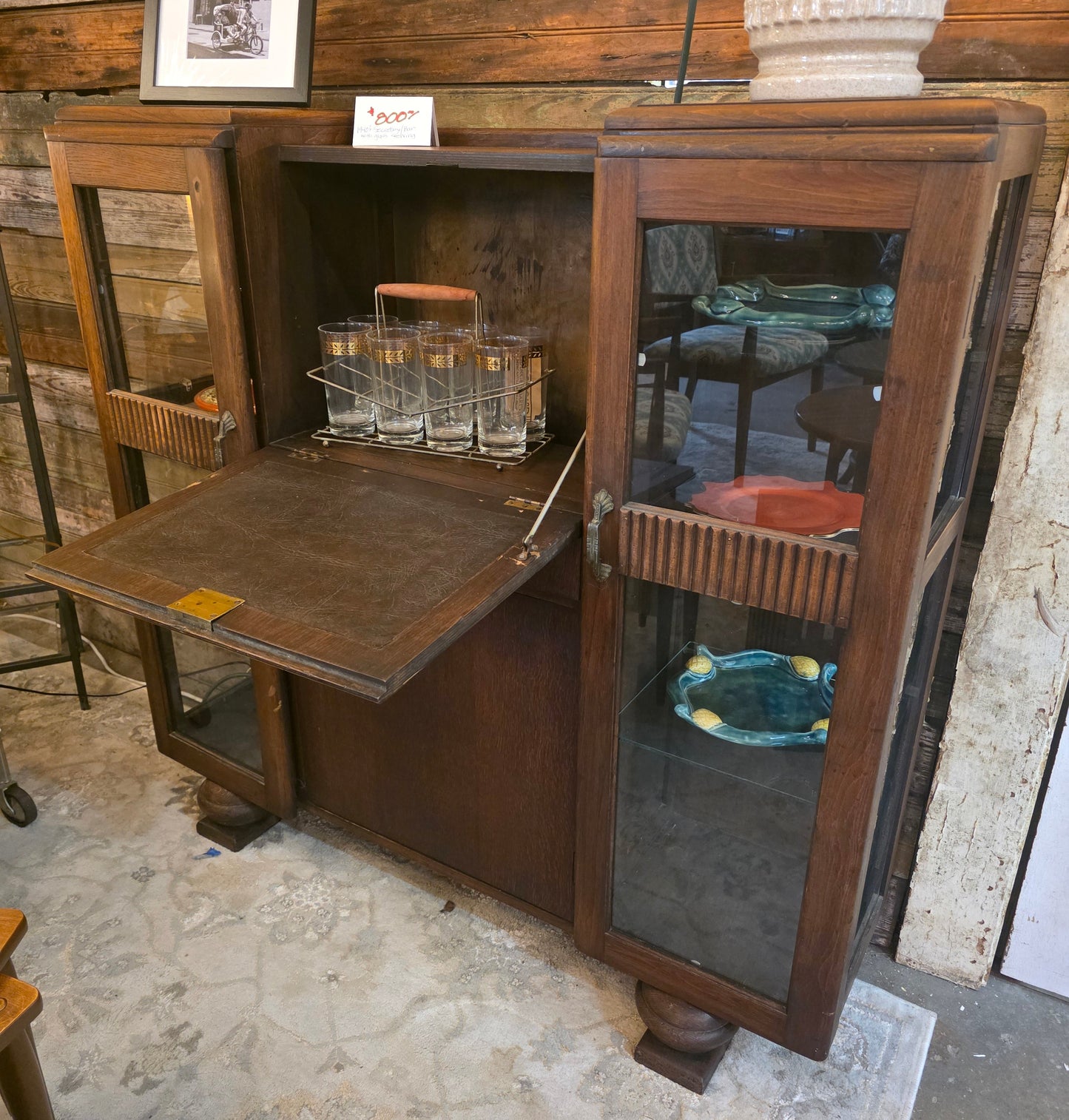 Antq. 1940s Secretary/Bar