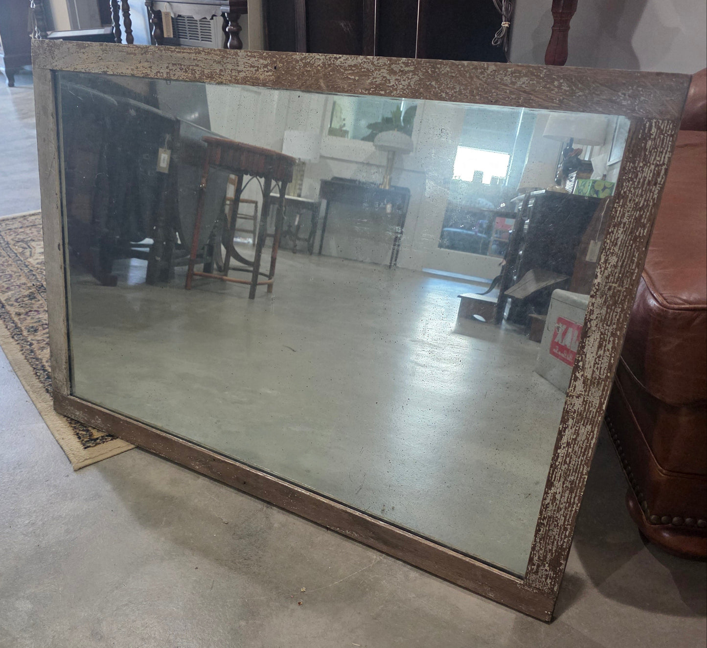 Vtg. Distressed Wood-Framed Mirror