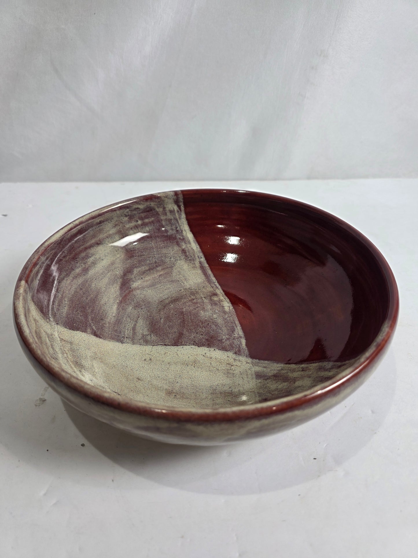 Burgundy/Beige Ceramic Bowl - CSMJW