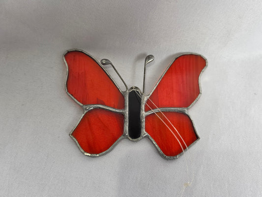 1960s Vintage Tiffany- Styled Stained-Glass Panel Featuring A Butterfly CSHW