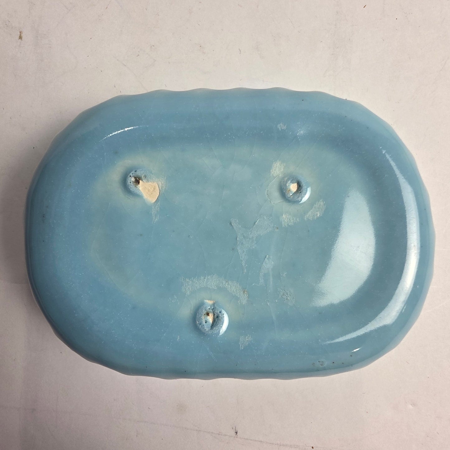 Vtg. Blue Ceramic Ashtray