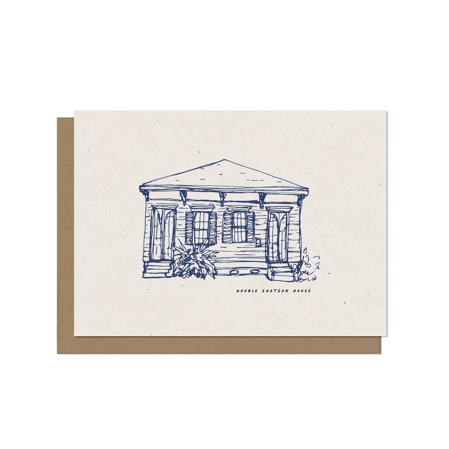 New Orleans Double House Contour Illustration Blank A2 Card
