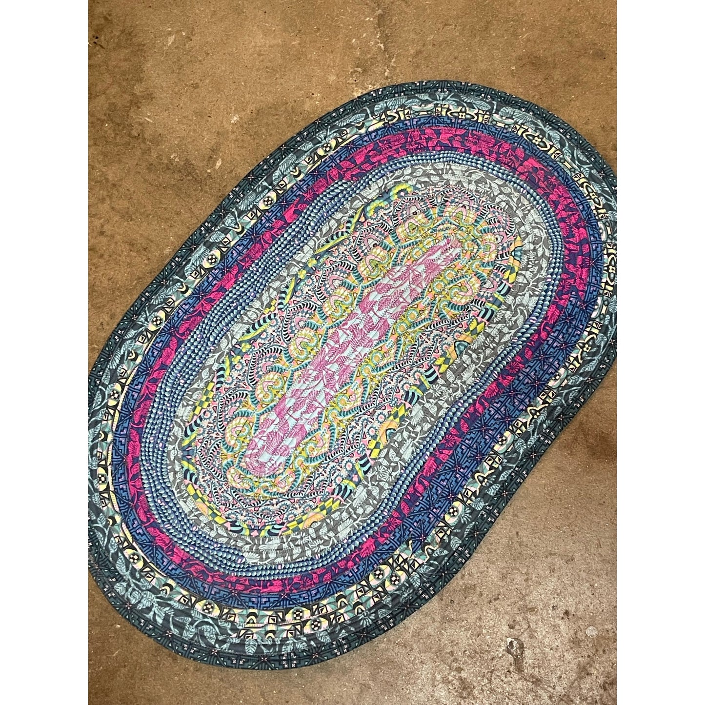 Handmade boho cottage scrap cotton Jelly Roll Accent Floor Rug