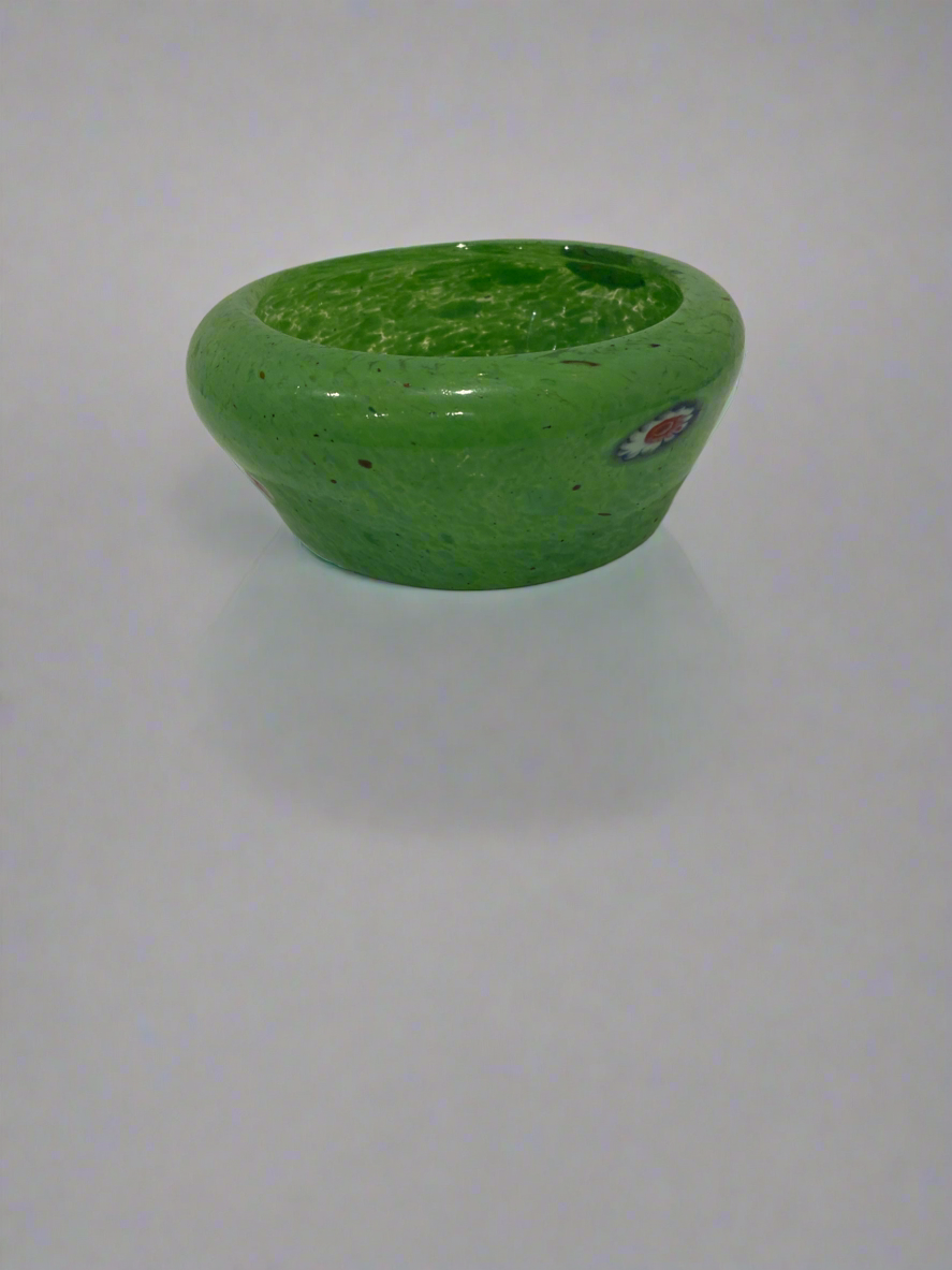 Translucent green glass bowl