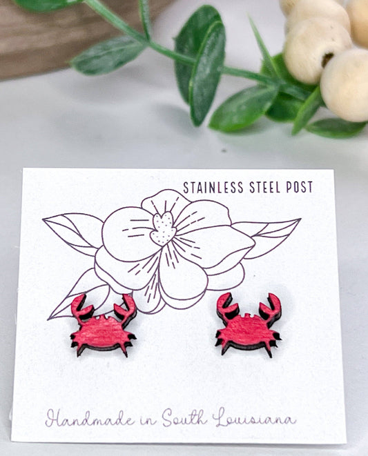 Red Crab Stud Earrings