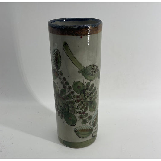 Ken Edwards Tonala El Palomar Mexican Hand Painted Cylinder Vase Birds & flowers - CSSB