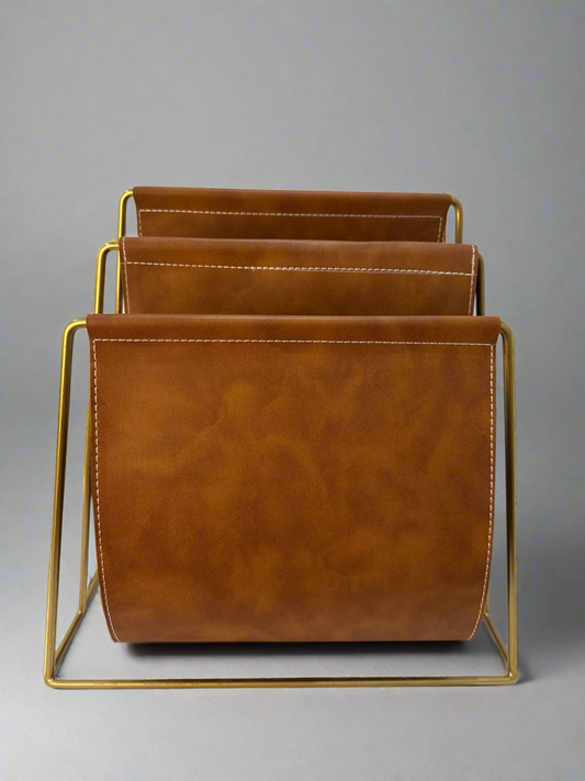 Gold & Leather File Organizer
