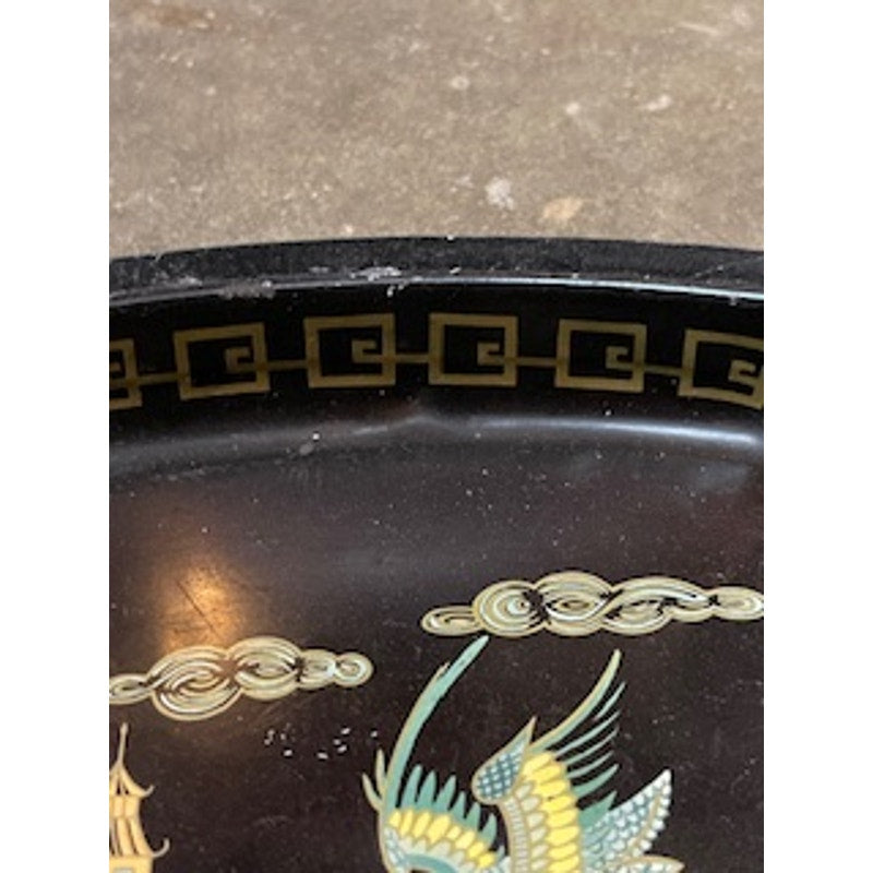 Vintage Enamelware Barret Ware Mandarin Garden Chinoiserie serving tray