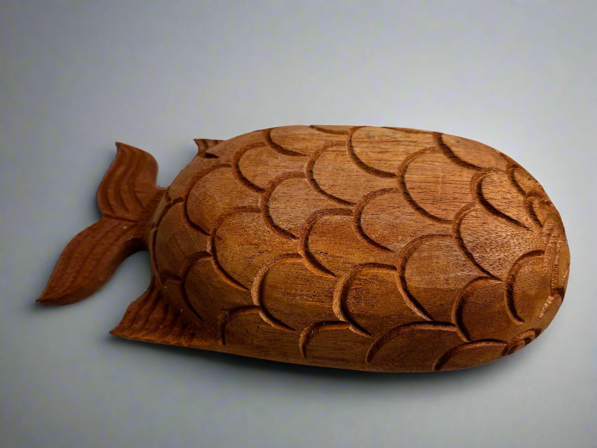 Monkey pod fish shaped bowl
