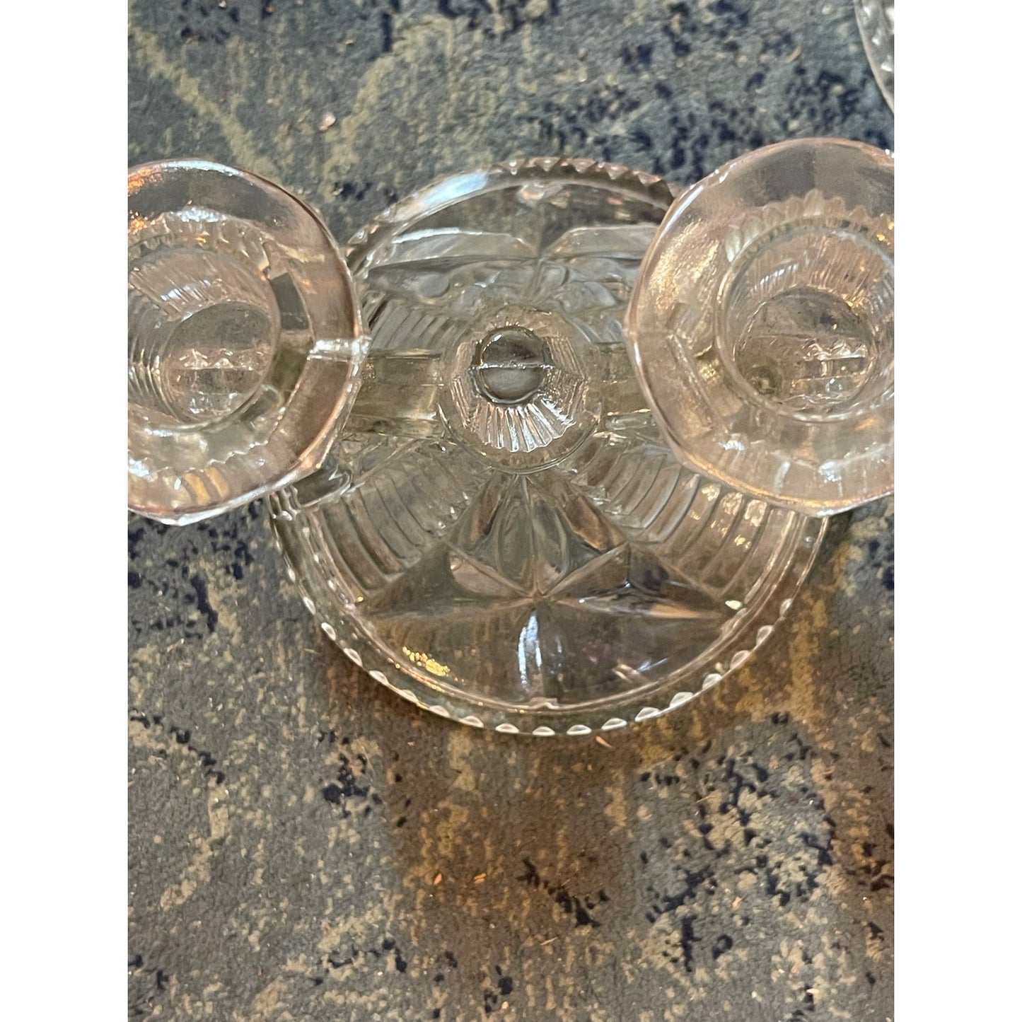 Federal Glass Wigwam Windmill double light candlestick holder set of 2