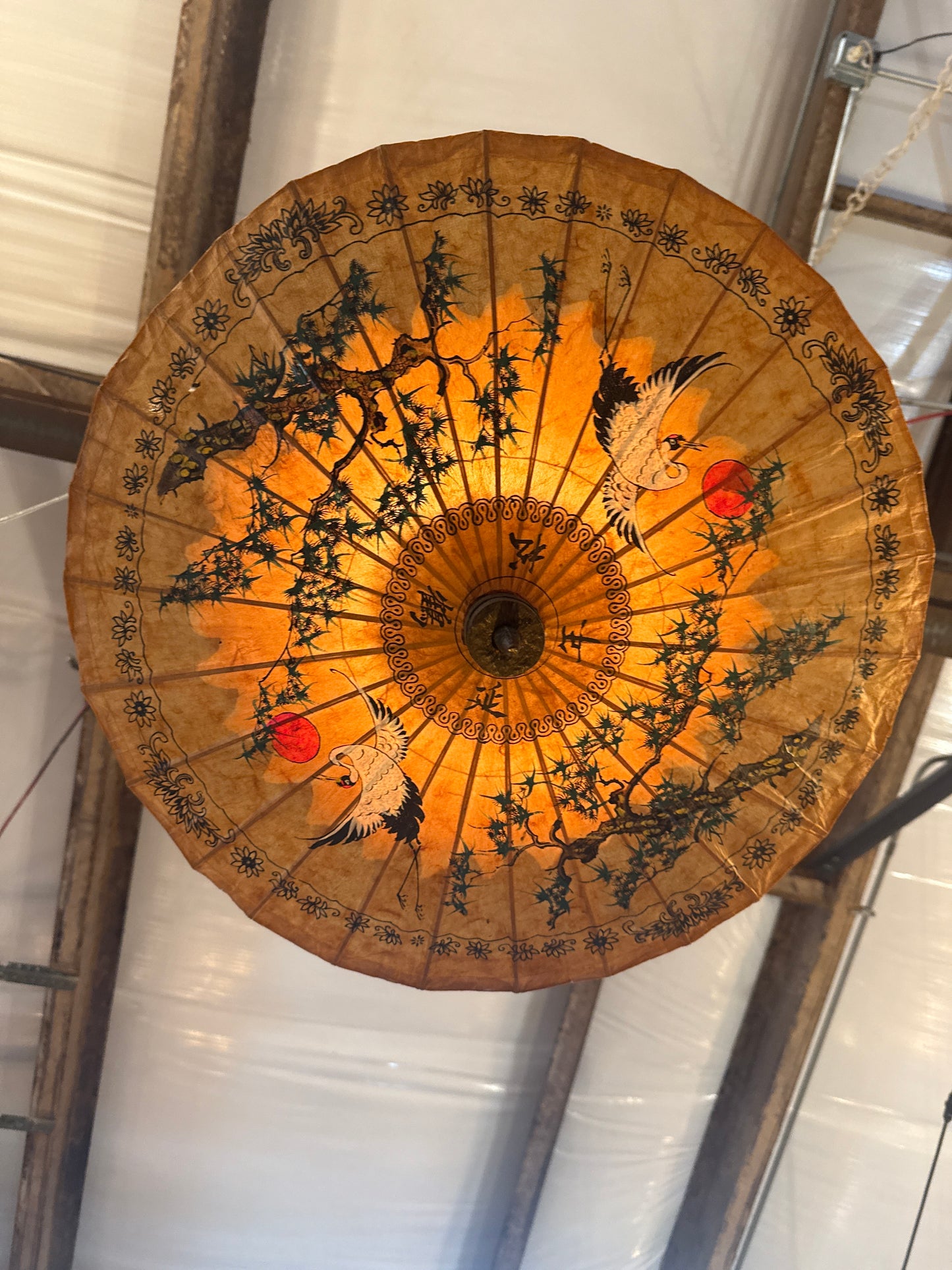 Vintage Bamboo&Paper Parasol light