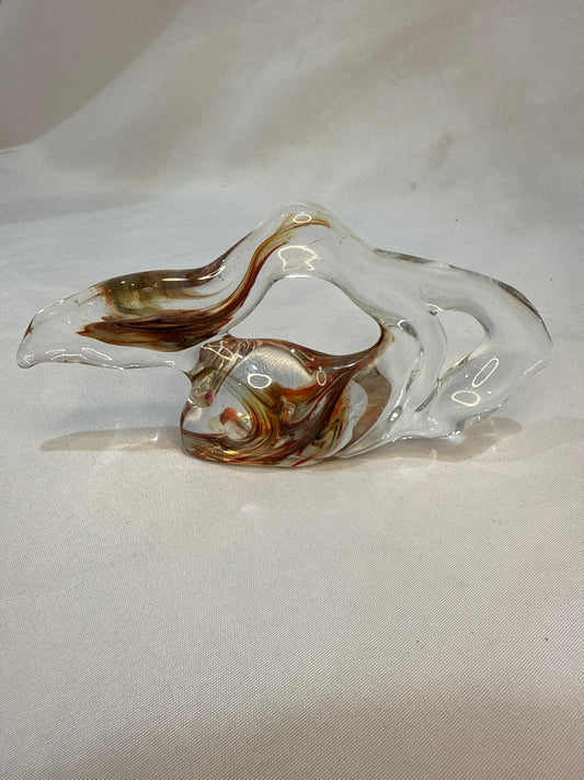 CSA Murano Amber & Brown Swirl Glass Swung Vase