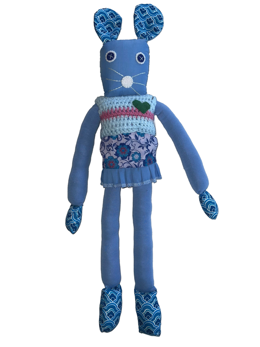 Handcrafted Large Blue Bunnykat - Blue Hopper