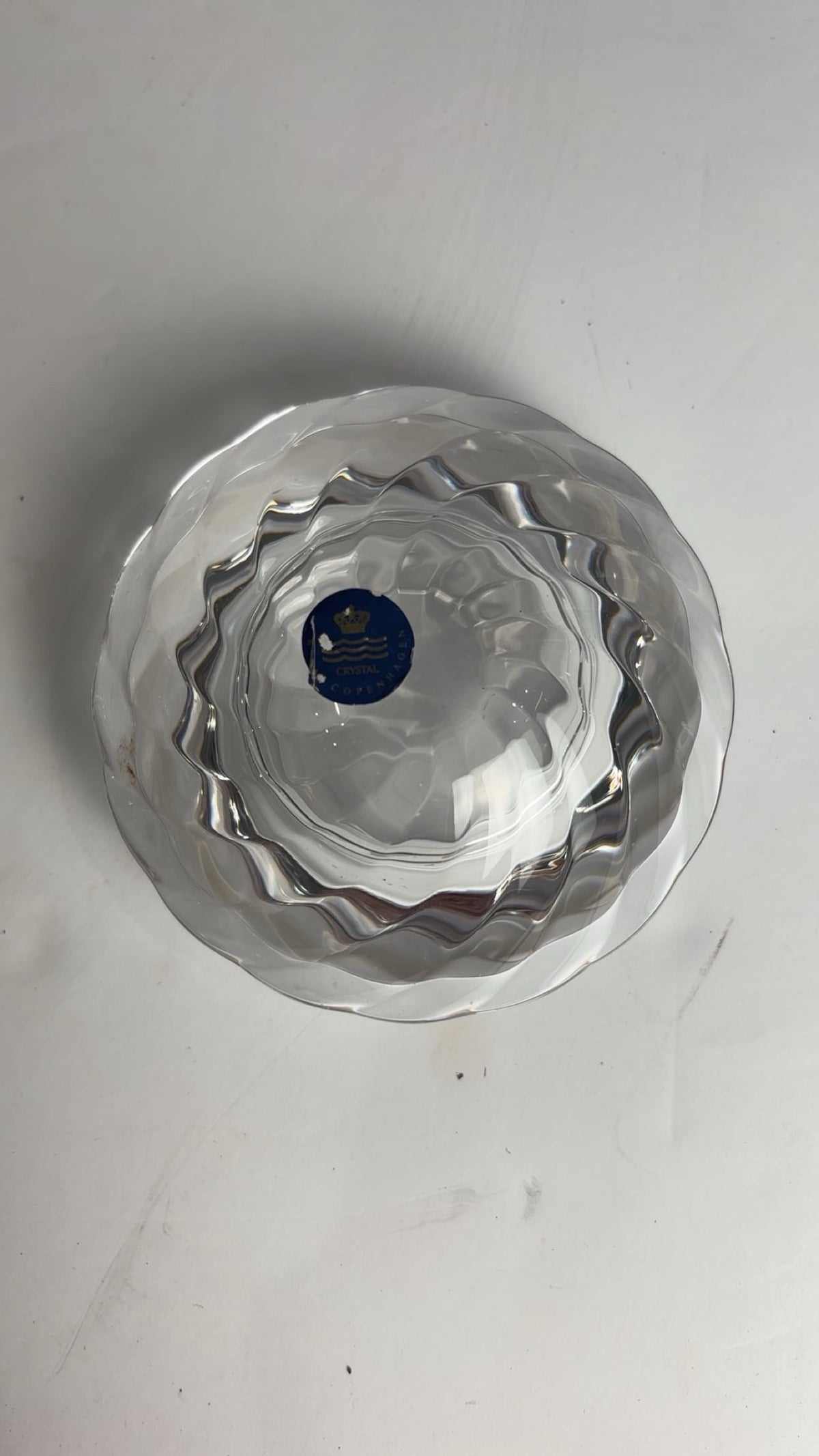 Royal Copenhagen Crystal Votive Candle Holders – Pair of Swirl Tealight Holders with Original Stickers CSMB