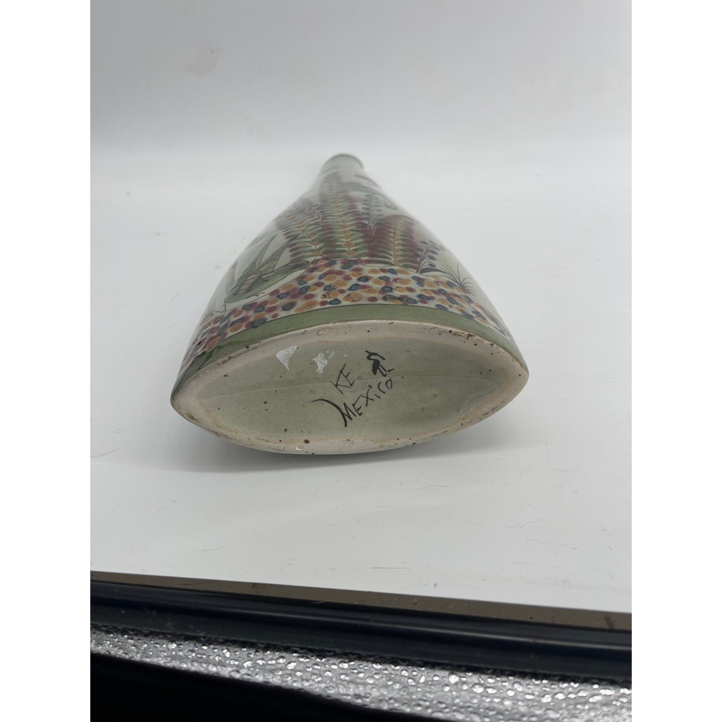 Ken Edwards Tonala El Palomar Mexican Hand Painted Pillow Vase Birds & flowers -CSSB