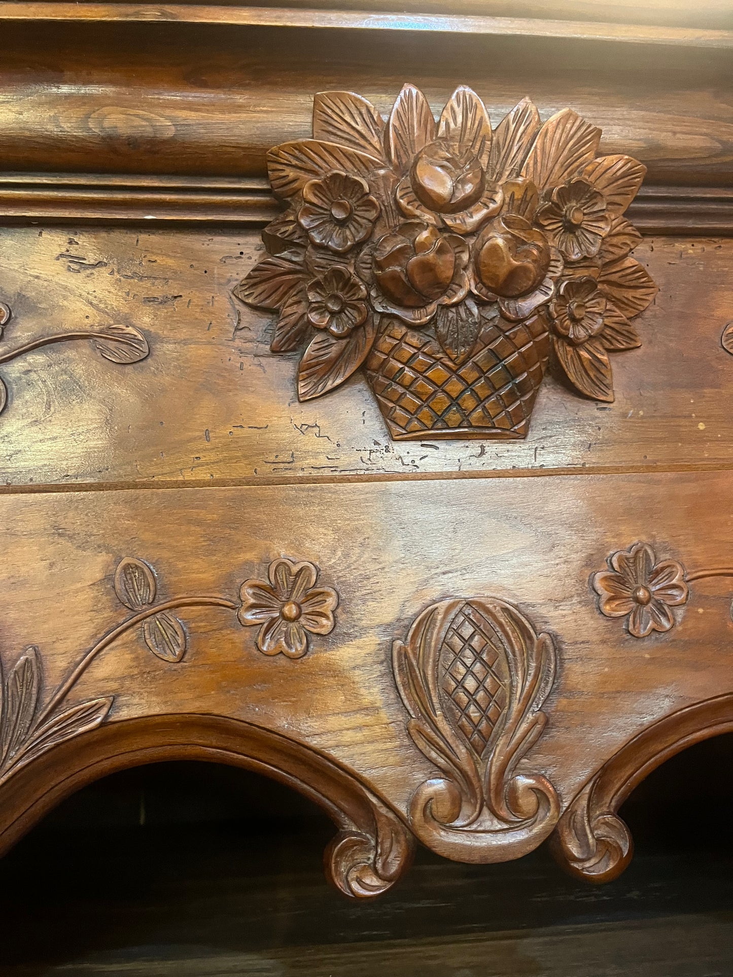 French Provincial Louis XV Style Carved Walnut Armoire, 19th century