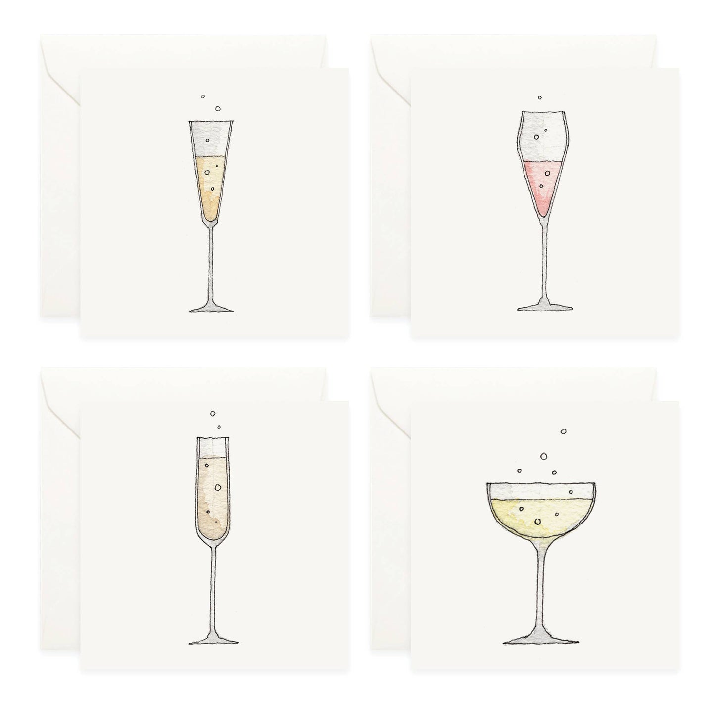 Mini Cards Set / Champagne . Glasses