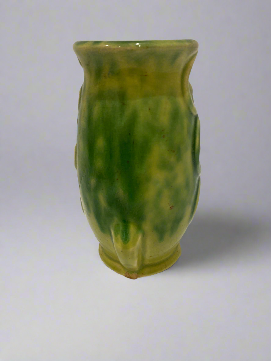 Vtg Green Drip Glaze Vase