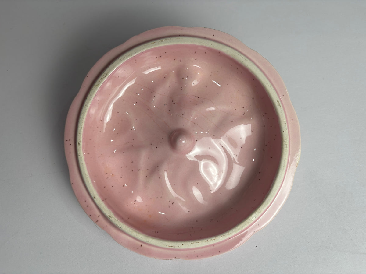 Vintage Valley Vista Ceramic Pink Strawberry Lidded Jar | Speckled Majolica Sugar Bowl #310 CSHW