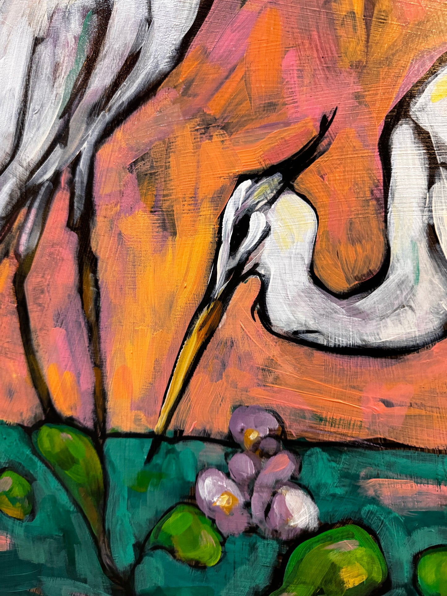Egrets and Water Hyacinths